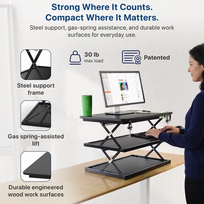 Uncaged Ergonomics Adjustable Standing Desk Converter with Keyboard Tray, Black (CDM)