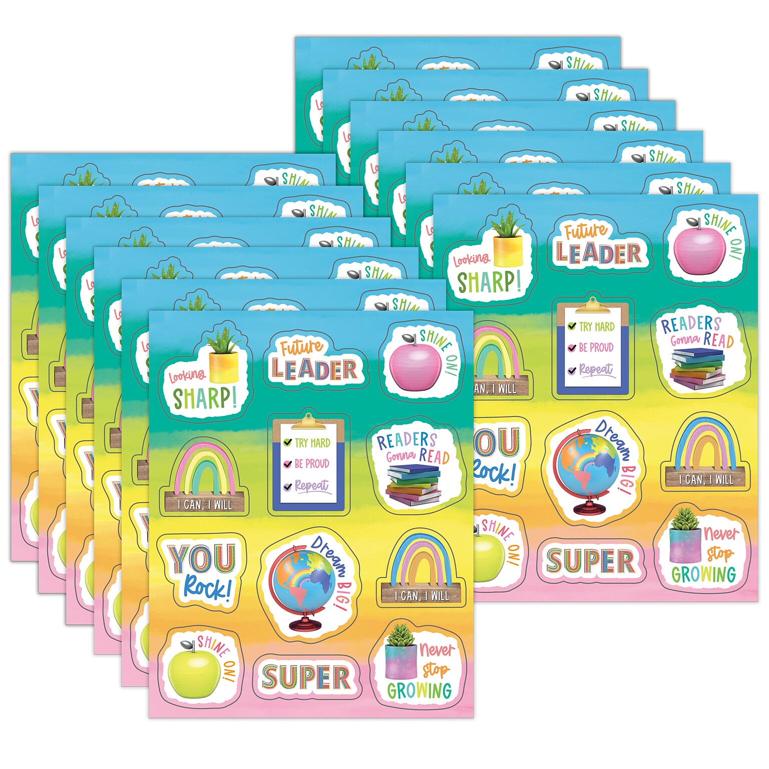 Happily Ever Elementary Creatively Inspired Motivators Shape Stickers, Multicolored, 72/Pack, 12 Packs/Bundle (CD-168328-12)