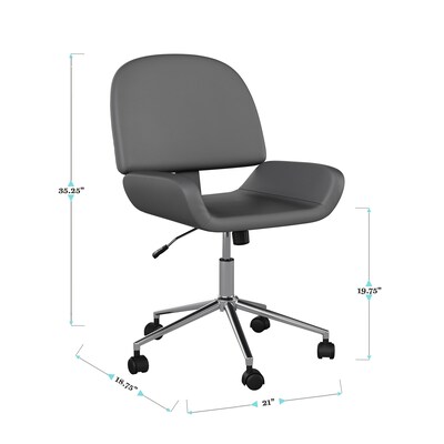 Martha Stewart Tyla Armless Faux Leather Swivel Executive Chair, Gray/Polished Nickel (CH2209215GY)