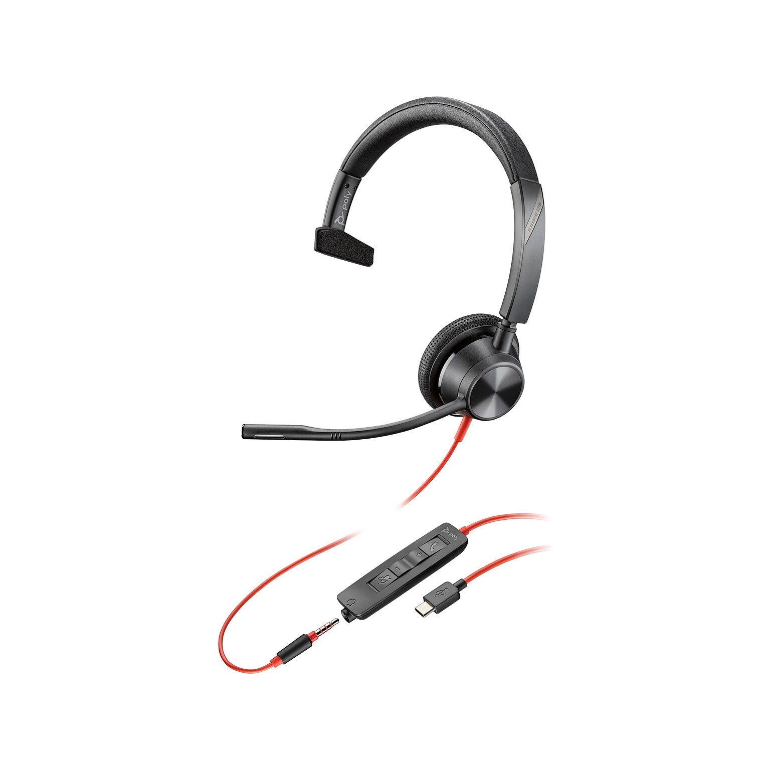 Poly Blackwire 3315 Mono Headset, USB-C/3.5mm, UC Certified (8X217AA)