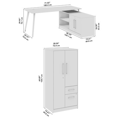 Bush Business Furniture Vista 72"W L Shaped Desk with Low Storage Cabinet and Wardrobe, Black Walnut (VST009BW)