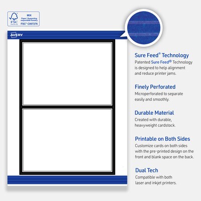 Avery Double Black Border Matte Blank Card, White, 20/Pack (S00-DMA)