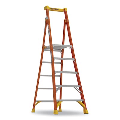 Werner 11 ft. Fiberglass Platform Ladder with Casters, 300 lbs. Capacity (PD6205)