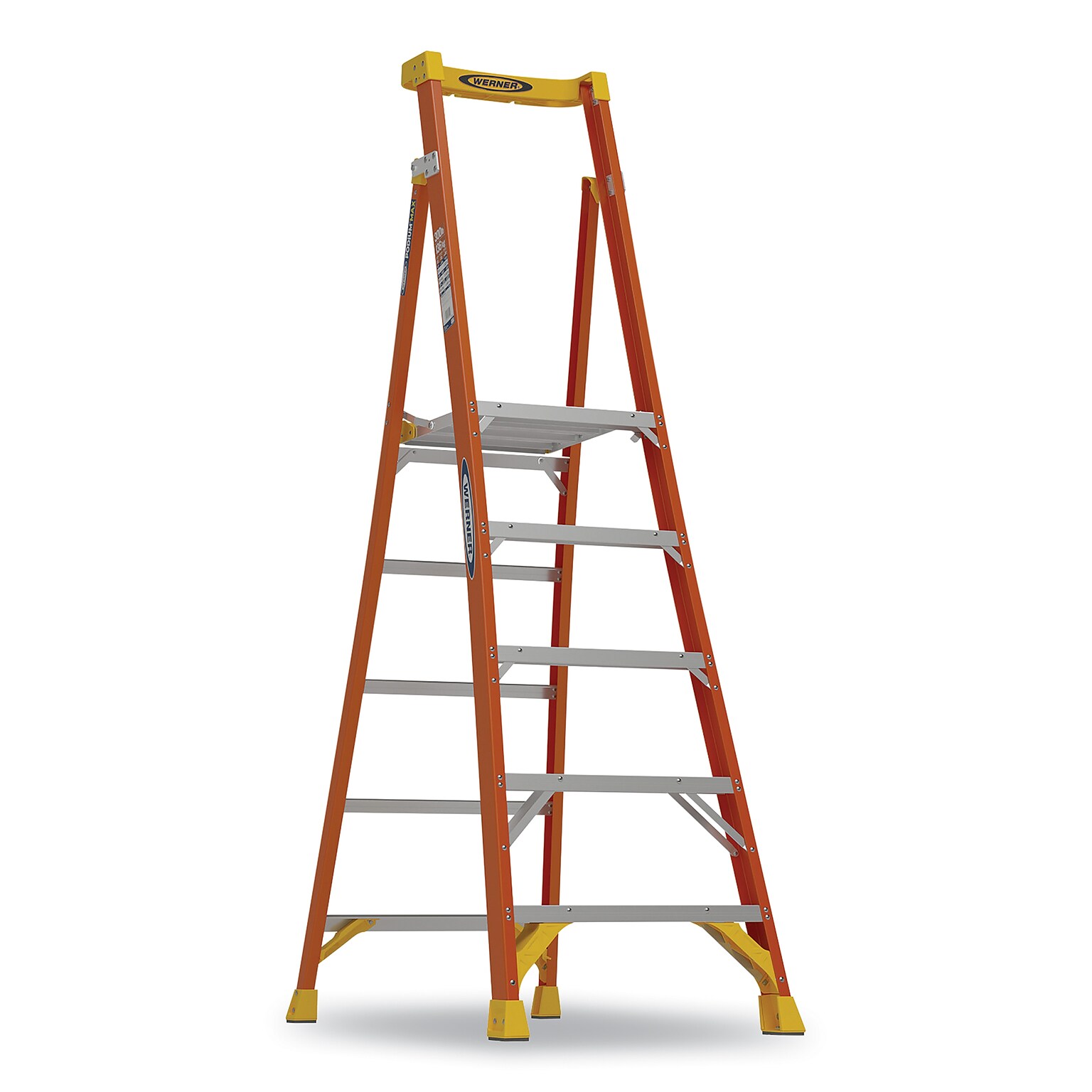 Werner 11 ft. Fiberglass Platform Ladder with Casters, 300 lbs. Capacity (PD6205)