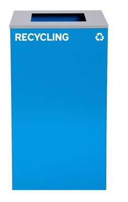Alpine Industries Steel Recycling Bin with Square Open Lid, 29 Gallon, Blue (ALP4450-KIT-BLU-S-RE)