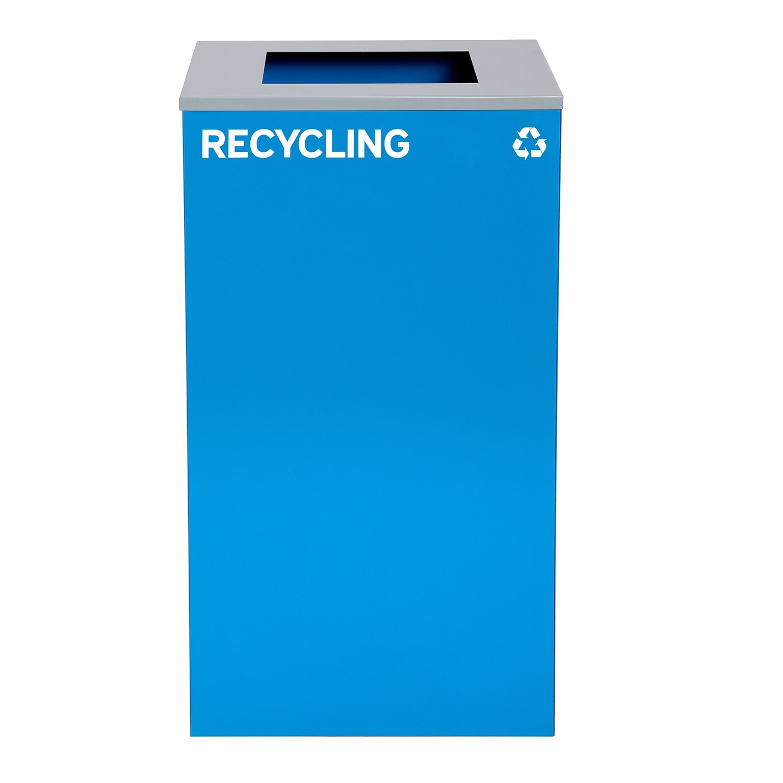 Alpine Industries Steel Recycling Bin with Square Open Lid, 29 Gallon, Blue (ALP4450-KIT-BLU-S-RE)