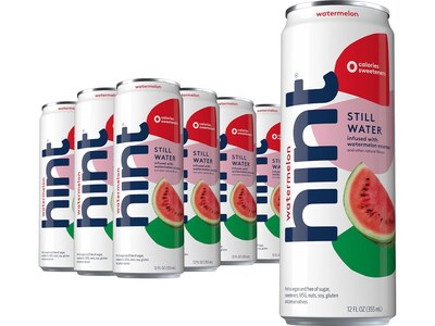 Hint Watermelon Flavored Purified Water, 12 fl. oz., 12 Cans/Pack (HINT-WMCAN-12)