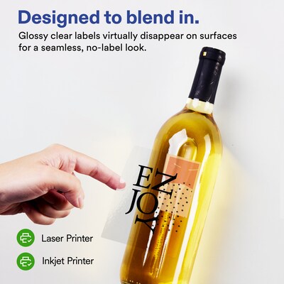 Avery Rectangle Laser/Inkjet Multipurpose Labels, Clear, 4 Labels/Sheet, 50 Sheets/Pack (19479311181)