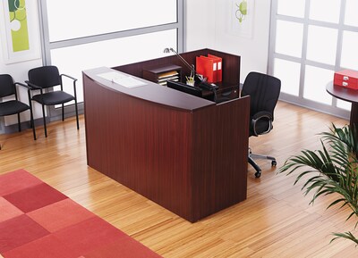 Alera® Valencia Series Reception Desk w/Counter, 71w x 35-1/2d x 44-3/4h, Mahogany