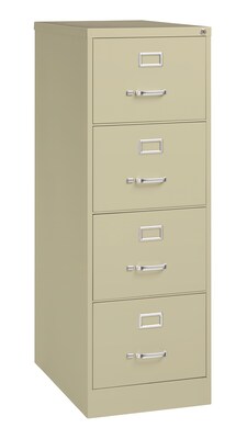 Hirsh Commercial 4-Drawer Vertical File Cabinet, Legal Size, Lockable, 52H x 18W x 26.5D, Putty (14106)