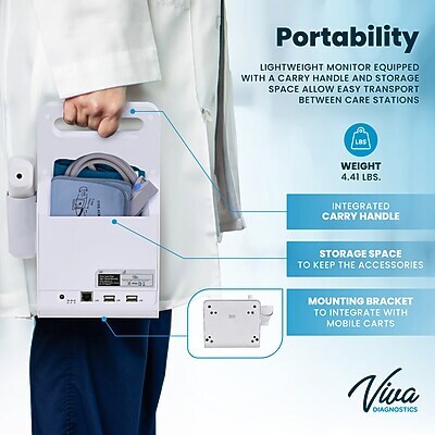 Viva Comfort Health Monitoring Device Omni Spot Vital Sign Monitor with Thermometer, White (ADI913-M-1-MK)