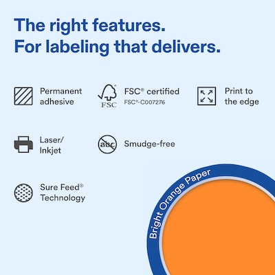 Avery Laser/Inkjet Multipurpose Labels, 5-7/8 x 4, Bright Orange, 30 Labels/Pack (19479370792)
