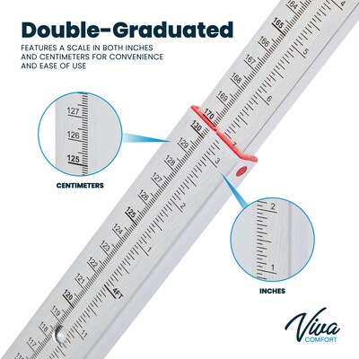 Viva Comfort Wall Mountable Stadiometer Height Measuring Rod, White (ADIME907-02-MK)