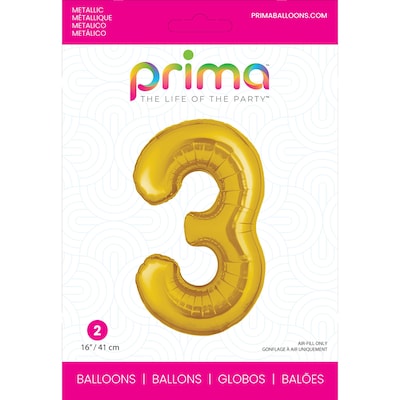 Party City (Air-Filled) 16 #3 Foil Balloon, Gold, 2/Pack (AM60050200-19)