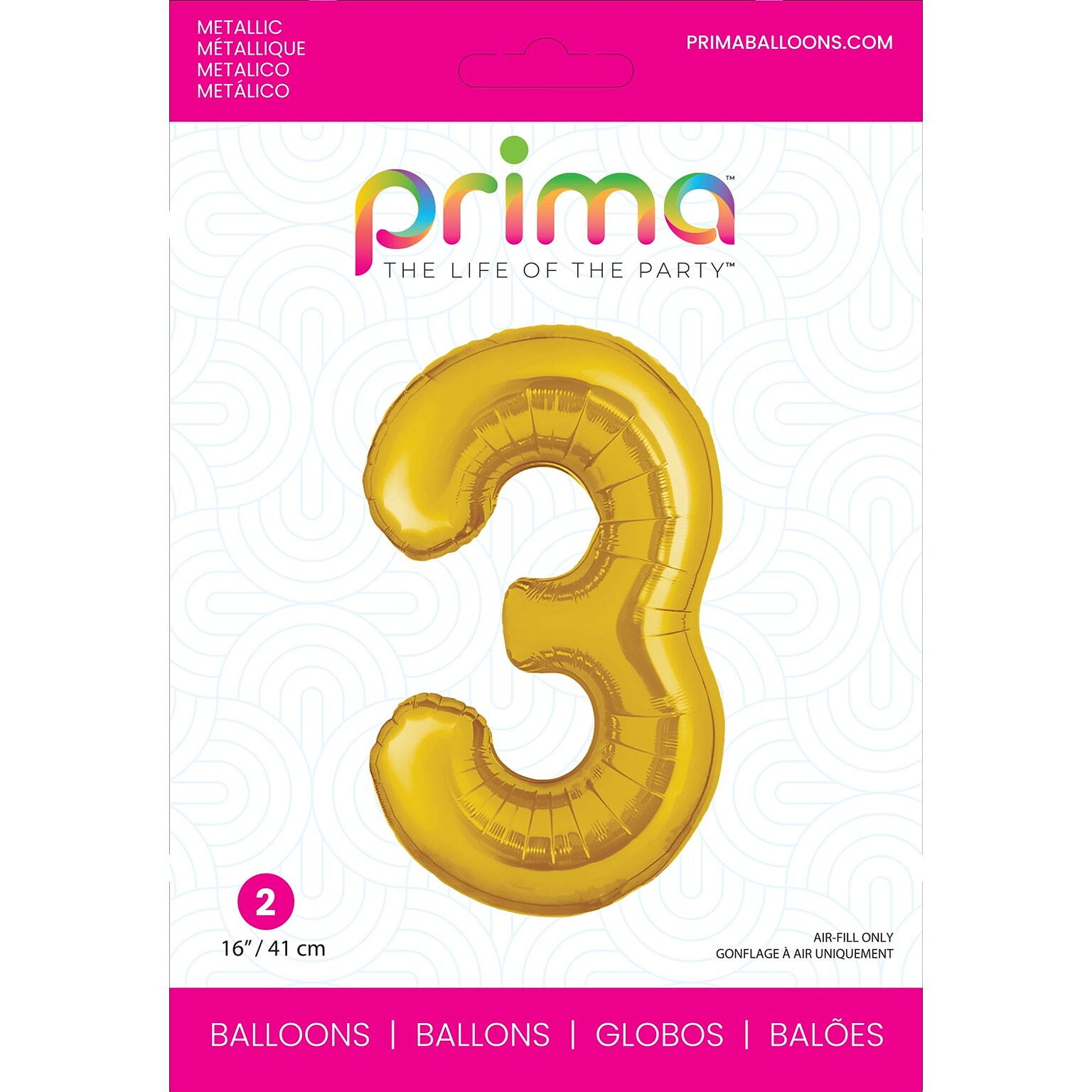 Party City (Air-Filled) 16 #3 Foil Balloon, Gold, 2/Pack (AM60050200-19)