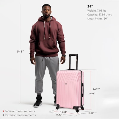 InUSA Vasty 26.37" Hardside Suitcase, 4-Wheeled Spinner, TSA Checkpoint Friendly, Pink (IUVAS00M-PNK)