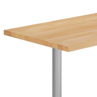 Flash Furniture Bennett Wooden Commercial Indoor Table, 48" x 30", Natural Top/Silver Base (GSF3048NTT0522S)