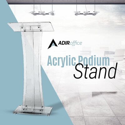AdirOffice 47" Podium Lectern, Clear (661-02-PKG)
