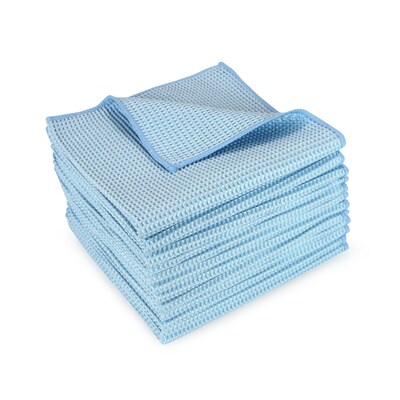 Hospeco Waffle Scrubbing Microfiber Multipurpose Cloths, 16 x 16, 12 Cloths/Pack, Blue (MFCWA33516