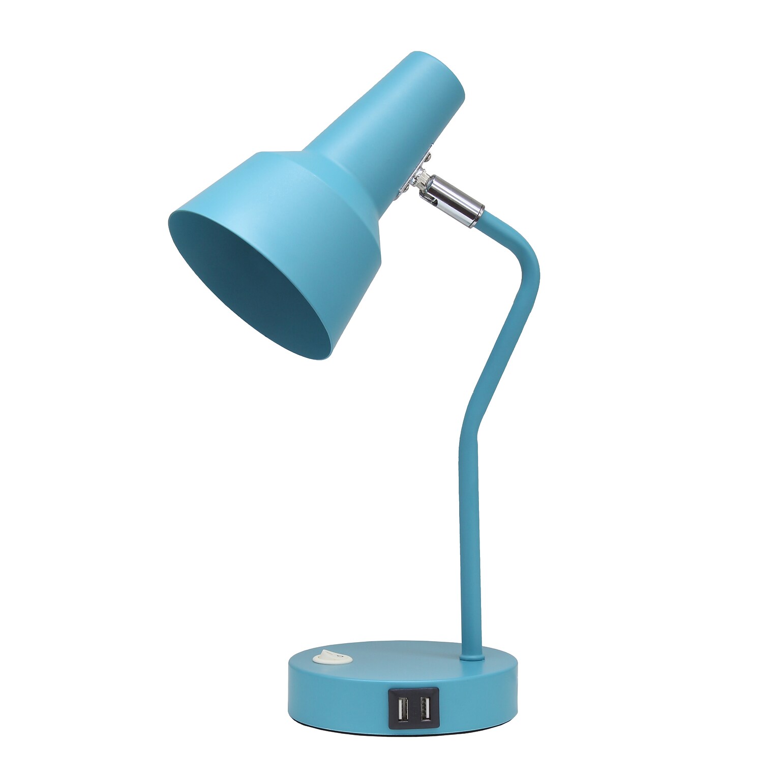 Simple Designs Sleek Essentials LED Desk Lamp, 15.2, with USB Ports, Cyan Blue (LD1072-CYN)