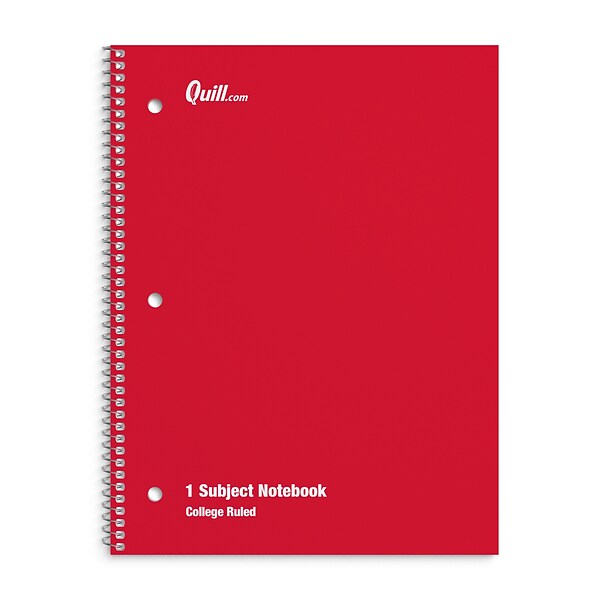 Quill Brand® 1-Subject Notebook, 8 x 10.5, College Ruled, 70 Sheets, Assorted (27498M)