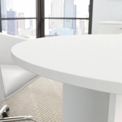 Bush Business Furniture 42W Round Conference Table with Wood Base, White (99TB42RWH)