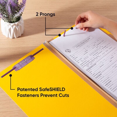 Smead 50% Recycled Pressboard Classification Folders, 2" Expansion, Legal Size, 2 Dividers, Yellow, 10/Box