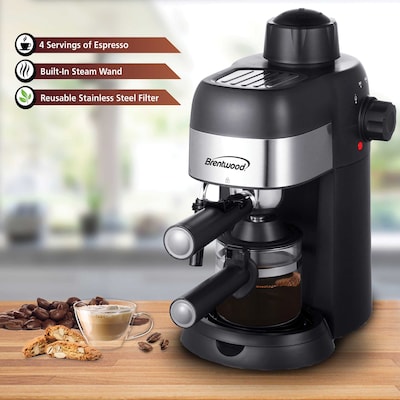 Brentwood 4-Cups Coffee & Espresso Machine, Black (BTWGA134BK)