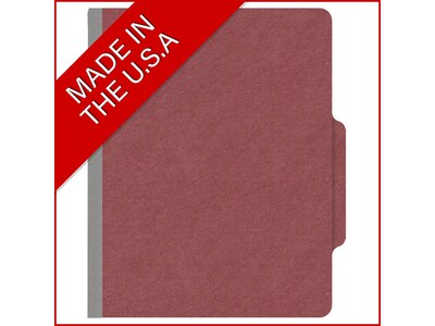 Medical Arts Press Pressboard Classification Folder, 2 Dividers, 2" Expansion, Letter Size, Dark Red, 10/Box