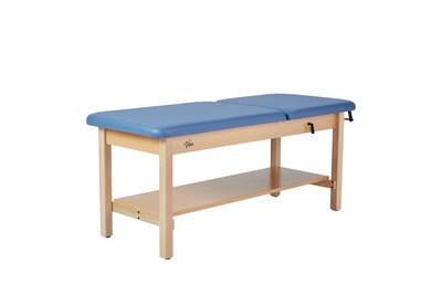 Aristo Wood Physician Exam Table with Shelf, Adjustable Backrest, Paper Cutter, and Holder, 500lbs. Capacity, Blue