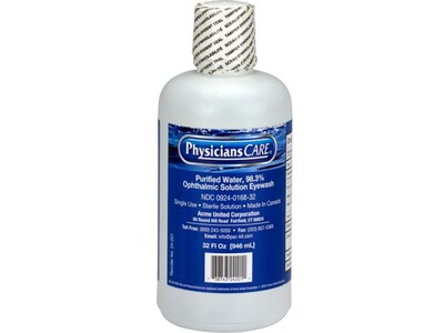 PhysiciansCare Single Station Eyewash, 32 fl. oz., 6/Carton (24-202)