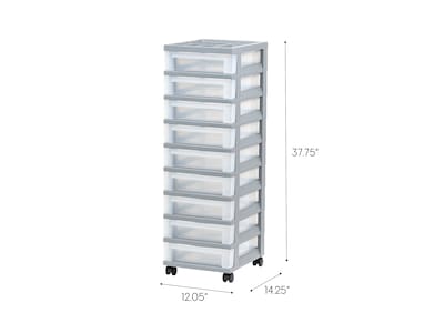 Iris 9-Drawer Standalone Storage Cart, Gray/Translucent White (585084)
