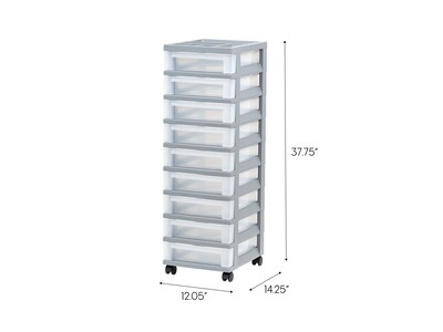 Iris 9-Drawer Standalone Storage Cart, Gray/Translucent White (585084)