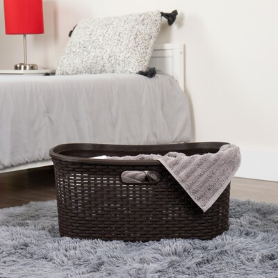 Mind Reader 10.57-Gallon Rolling Laundry Basket with Handles, Plastic, Brown, 2/Set (40LBASK2PK-BRN)