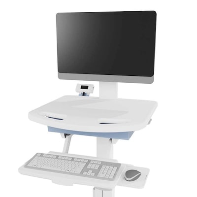 Luxor VitalPower Standard Mobile Medical Workstation with Full-Swivel Wheels, White (MCWS003)