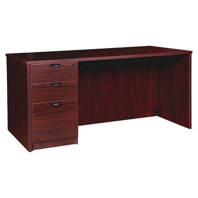 Lorell Prominence 2.0 Left-Pedestal Desk, 30D x 60W x 29H, Mahogany (LLRPD3060LSPMY)