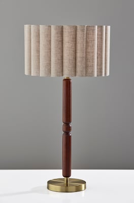 Adesso Laine 27.5"H Incandescent Table Lamp, Antique Brass/Walnut/Beige (4343-15)