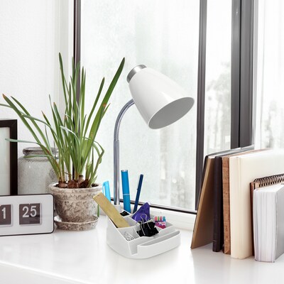 Creekwood Home 18.5" Flexible Gooseneck Organizer Desk Lamp with Stand, White (CWD-1001-WH)