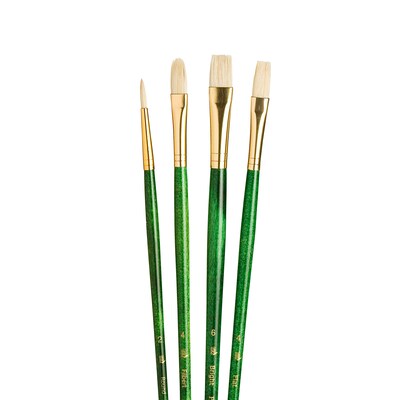 Princeton RealValue Long Handle Mixed Media Natural Variety Brush Set, 4/Set, 3 Sets/Bundle (PBXPR9118-3)