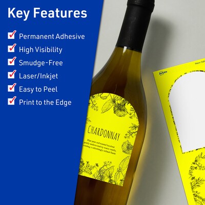 Avery Arched Laser/Inkjet Multipurpose Labels, 4.75 x 3.5, Neon Yellow (40/Pack)