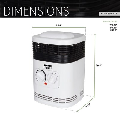 Techni Home 1500-Watt Ceramic Electric Desk Heater, White (RTA-C360-HTR)