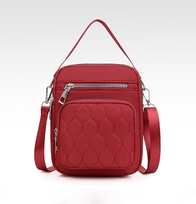 Nicci Polyester Cross-Body Quilted Bag, Red (CBM240510A-RED)