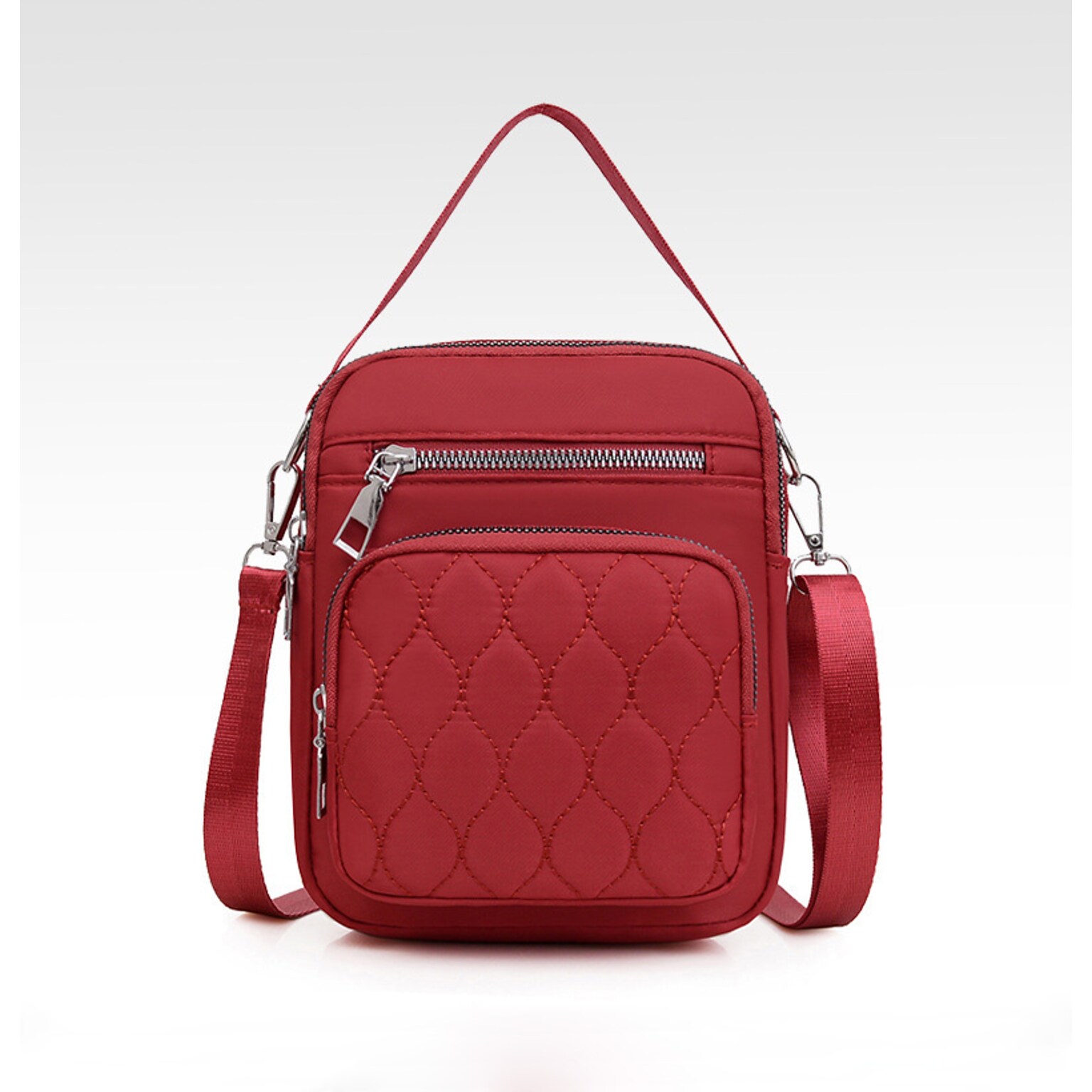 Nicci Polyester Cross-Body Quilted Bag, Red (CBM240510A-RED)