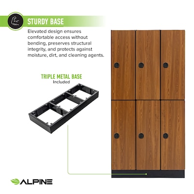Alpine Industries 72" 2-Tier 3-Column Storage Locker, Oak (701-O-3-TPL-MK)