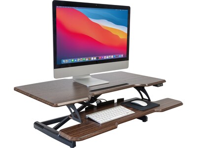 Mount-It! 38"W Electric Rectangular Adjustable Standing Desk Converter, Dark Walnut (MI-8011)