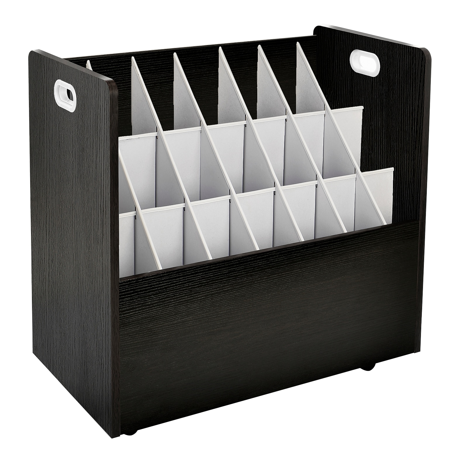 AdirOffice 21-Slot Mobile Roll File Cabinet, 28.5H x 30W x 15.75D, Black (625-BLK-KIT1)