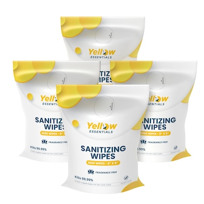 Yellow Essentials Hand Sanitizing Wipes Refill, 2000 Wipes/Roll, 4 Rolls/Carton, 8000 Wipes/Carton (YE001-2000-4PK)