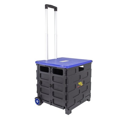 Dbest Quik Cart Pro Rolling Crate Teacher Utility with Seat, Blue (01-805)