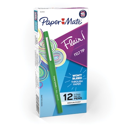 Paper Mate Flair Felt Tip Pen, Medium Point, 0.7mm, Green Ink (8440152)