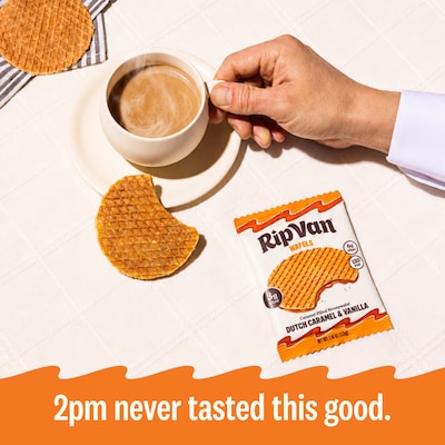 Rip Van Wafels Dutch Caramel and Vanilla Stroopwafels, 1.16 oz., 12 Packs/Box, 12/Box (RVW00334)